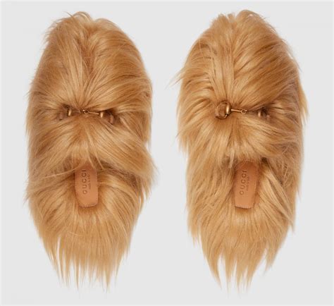 gucci slipper slides|Gucci chewbacca slippers.